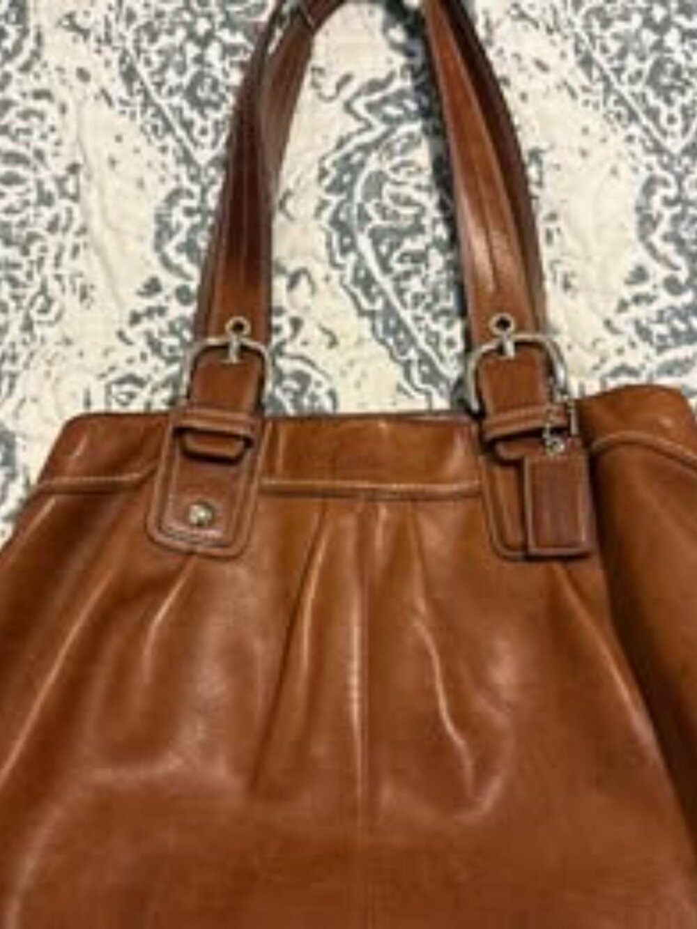 ✨ Vintage Coach Soho Pleated Brown Leather Shoulder Bag Tote F13732 ✨